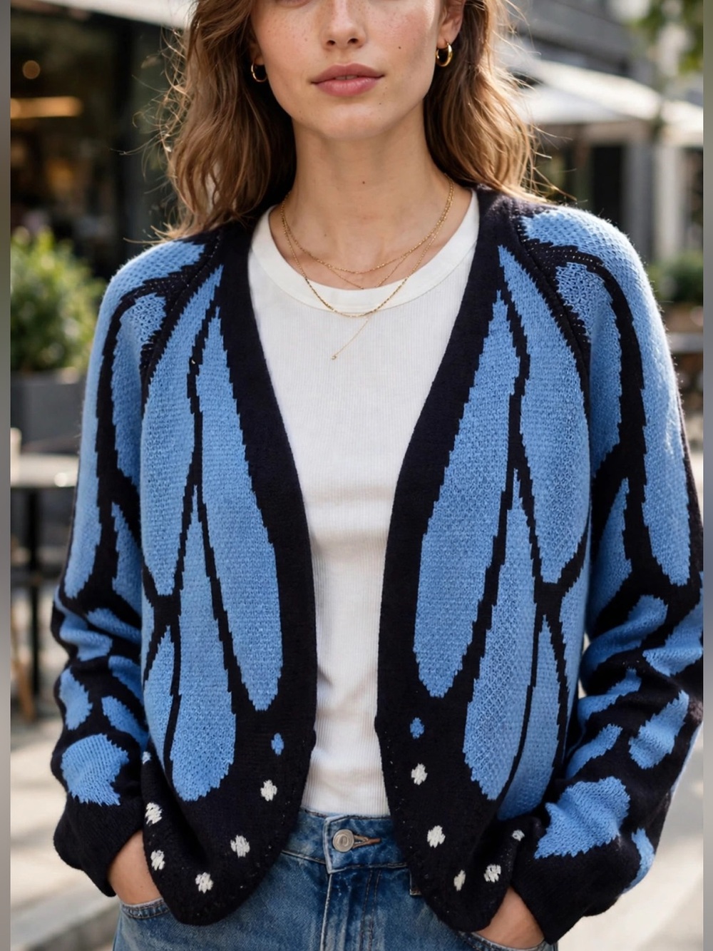 Morpho blue butterfly cardigan - Picture 8 of 8